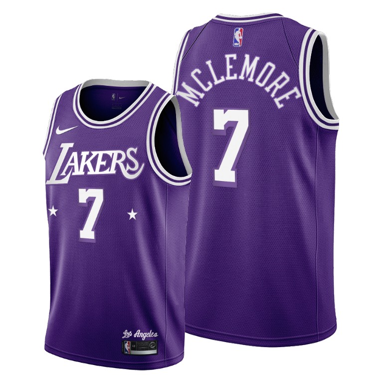 Men's Los Angeles Lakers Ben McLemore #7 NBA 60s 2021-22 Throwback City Edition Purple Basketball Jersey PVT2883LS